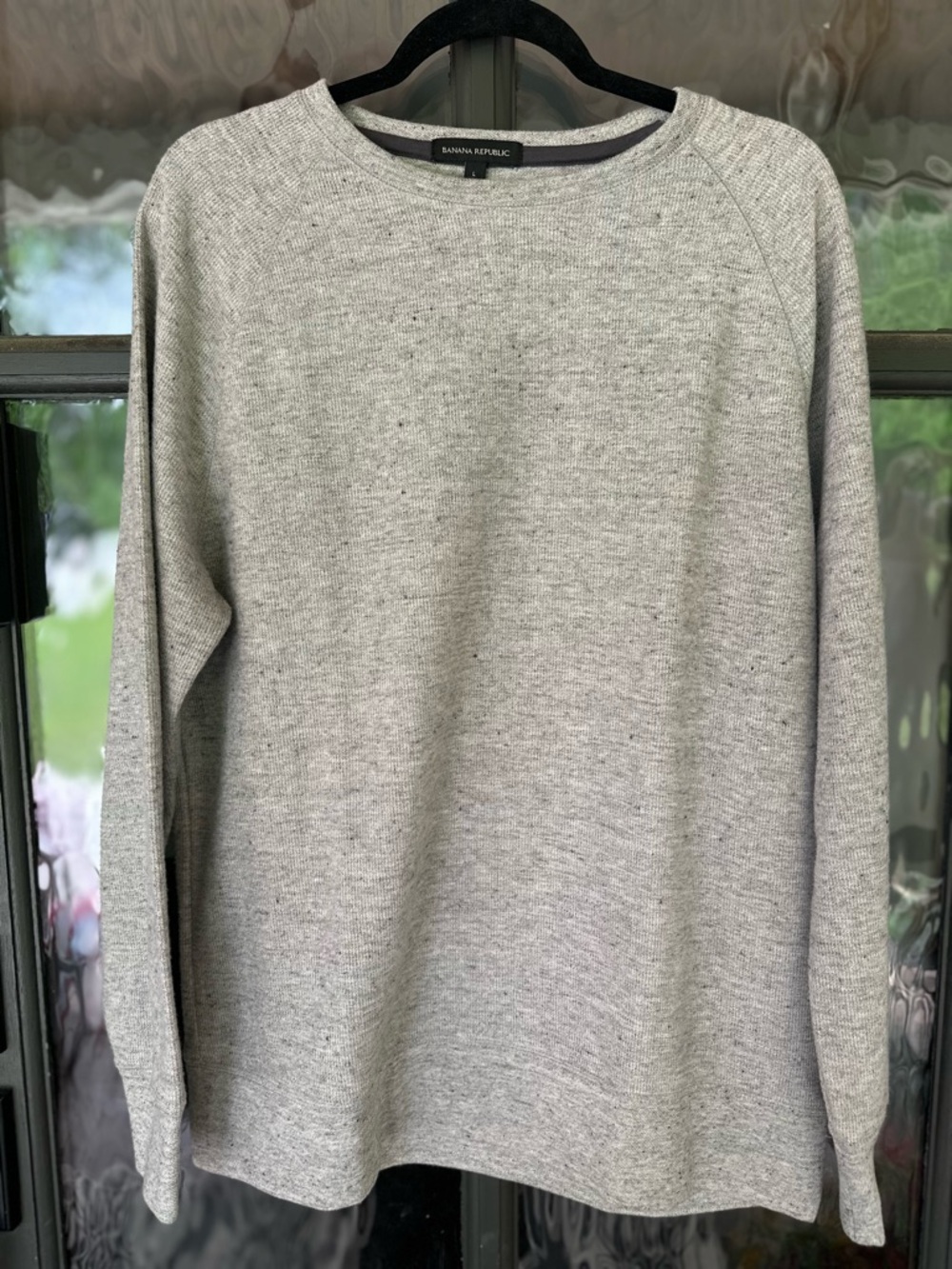 Banana Republic Men’s Heather Gray Crewneck Sweater Raglan Sleeve Size Large
